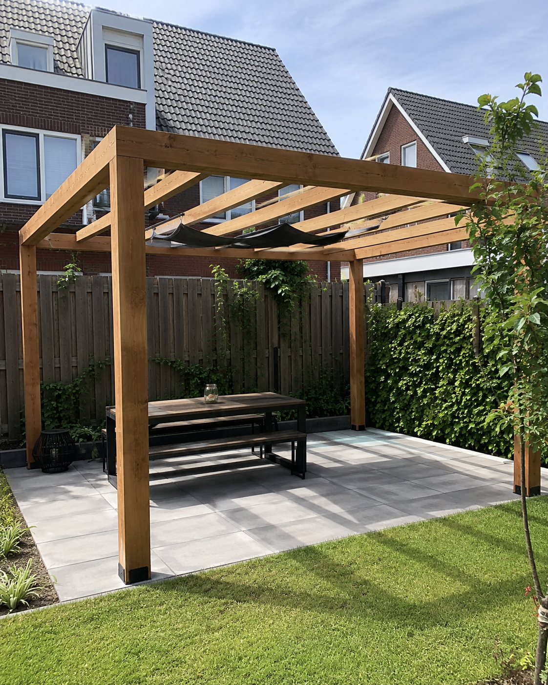 Projecten Houten pergola in particuliere tuin