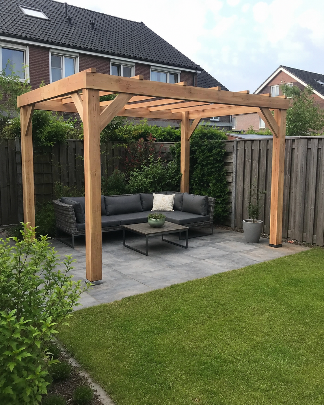 Projecten Houten pergola als bouwpakket gemonteerd